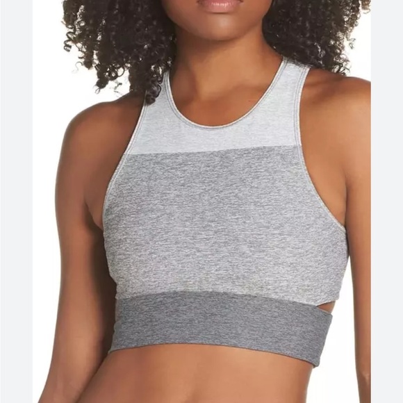 Outdoor Voices Tops - Outdoor Voices Slashback Crop Longline Sports Bra Tri Tone Gray Blue small